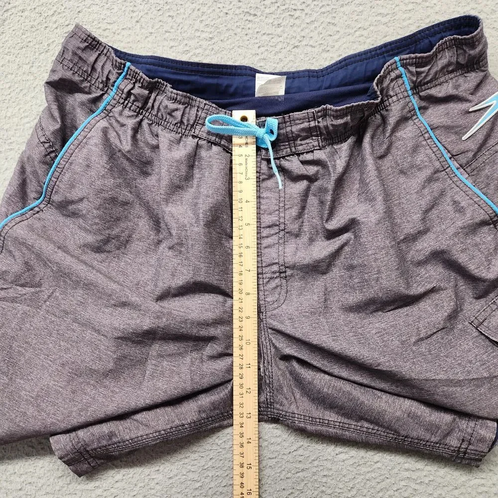 Speedo Shorts Mens Large Gray lined Surf Swim Outdoors Logo Casual‎ Stretch